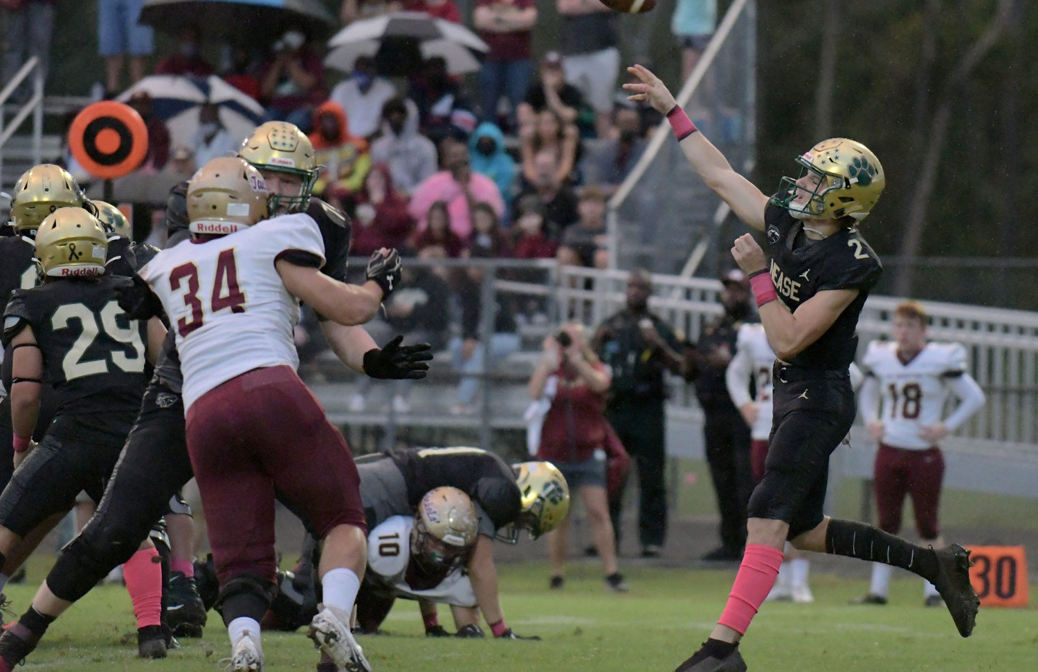Nease quarterback Marcus Stokes launches a ball downfield against St. Augustine.
